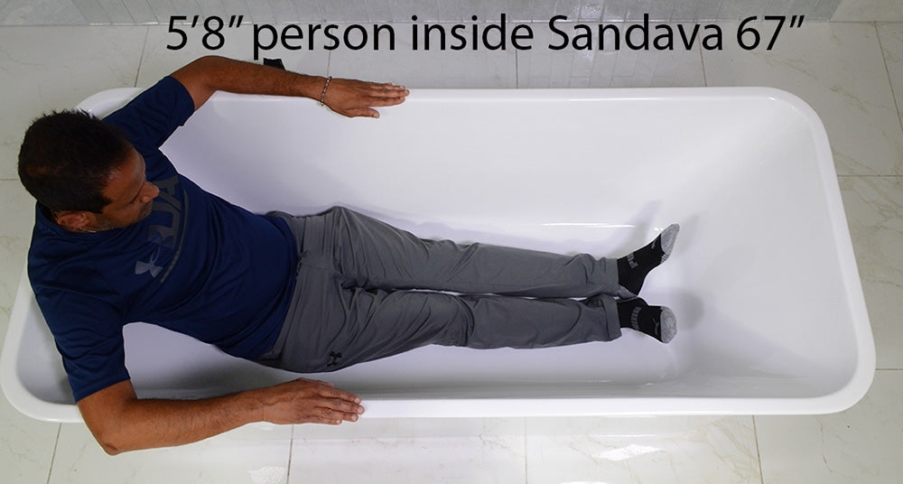 “SanSiro Sandava67CAJ” 67 x 29.5 inch Center Drain Variable Speed “Heated Air Jetted” Freestanding Acrylic Bathtub