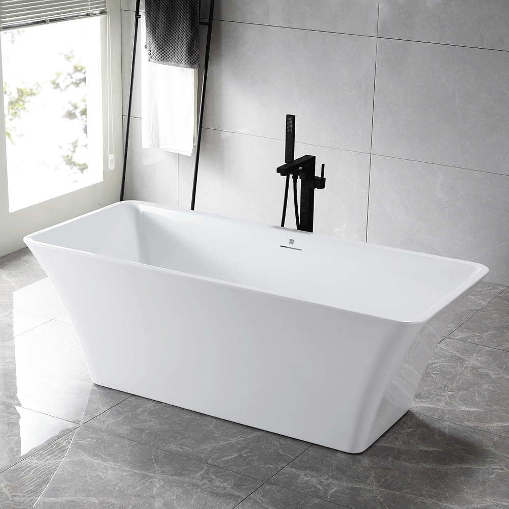 “SanSiro Sandava73CAJ” 73 x 31.5 inch Center Drain Variable Speed “Heated Air Jetted” Freestanding Acrylic Bathtub