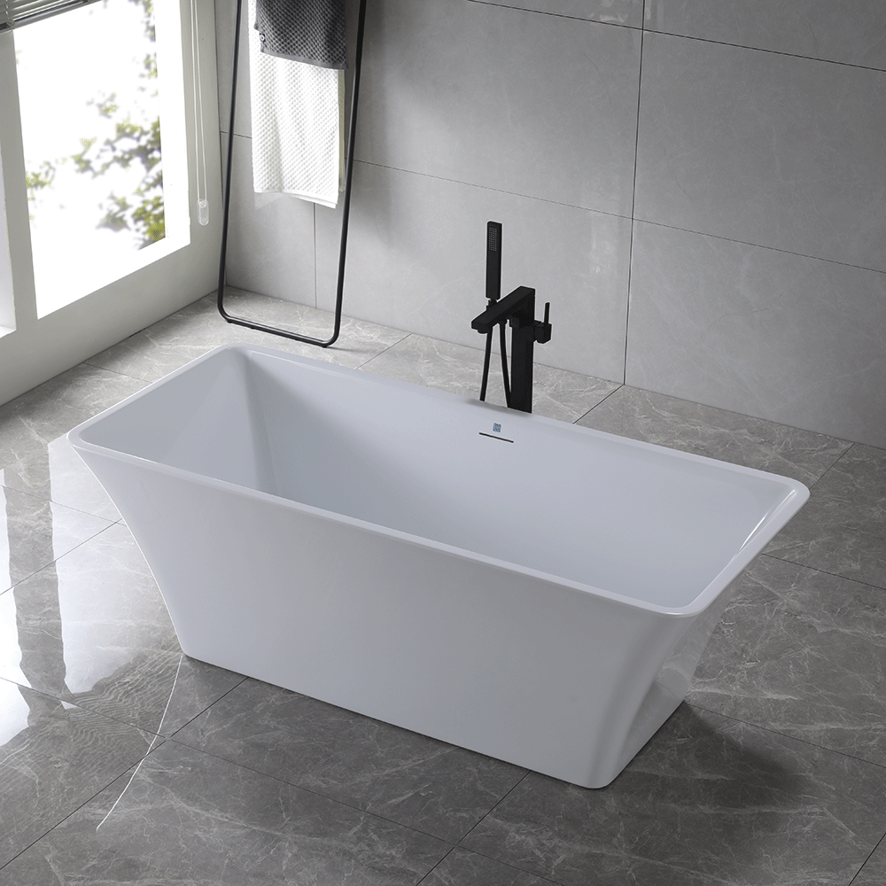 “SanSiro Sandava73CAJ” 73 x 31.5 inch Center Drain Variable Speed “Heated Air Jetted” Freestanding Acrylic Bathtub