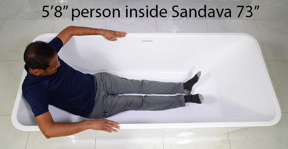 “SanSiro Sandava73CAJ” 73 x 31.5 inch Center Drain Variable Speed “Heated Air Jetted” Freestanding Acrylic Bathtub