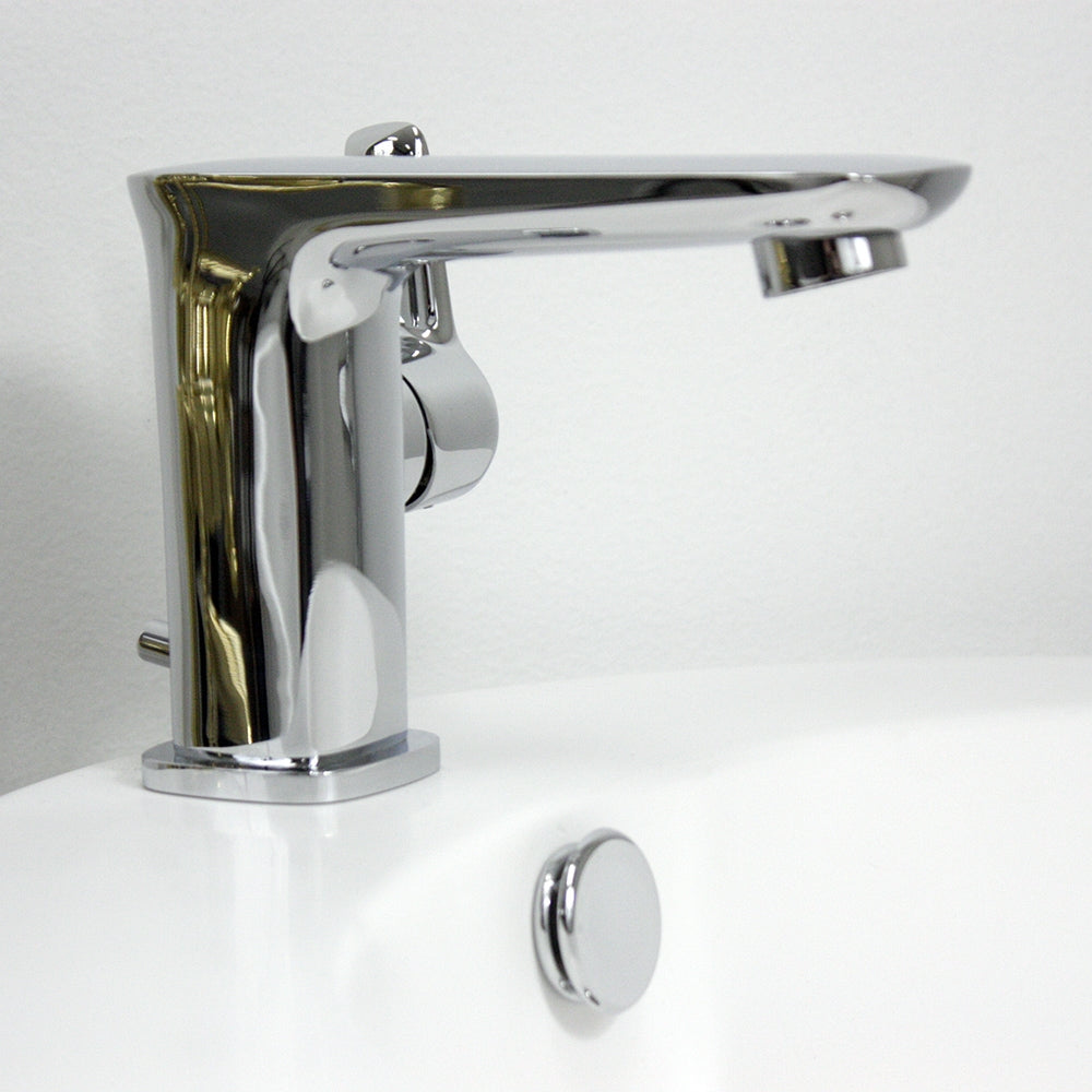 “No.49 Contemporary Lavatory Faucet” with Pop-up Drain in Chrome
