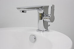 “No.49 Contemporary Lavatory Faucet” with Pop-up Drain in Chrome
