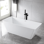 “SanSiro Trigoso67CAJ” 67 x 31 inch Center Drain Variable Speed “Heated Air Jetted” Freestanding Acrylic Bathtub