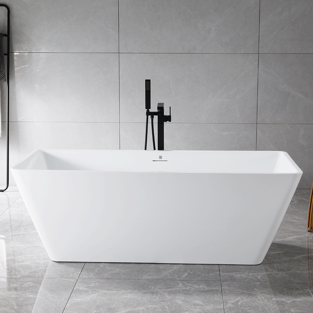 “SanSiro Trigoso67CAJ” 67 x 31 inch Center Drain Variable Speed “Heated Air Jetted” Freestanding Acrylic Bathtub
