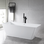 “SanSiro Trigoso59CAJ” 59 x 30 inch Center Drain Variable Speed “Heated Air Jetted” Freestanding Acrylic Bathtub