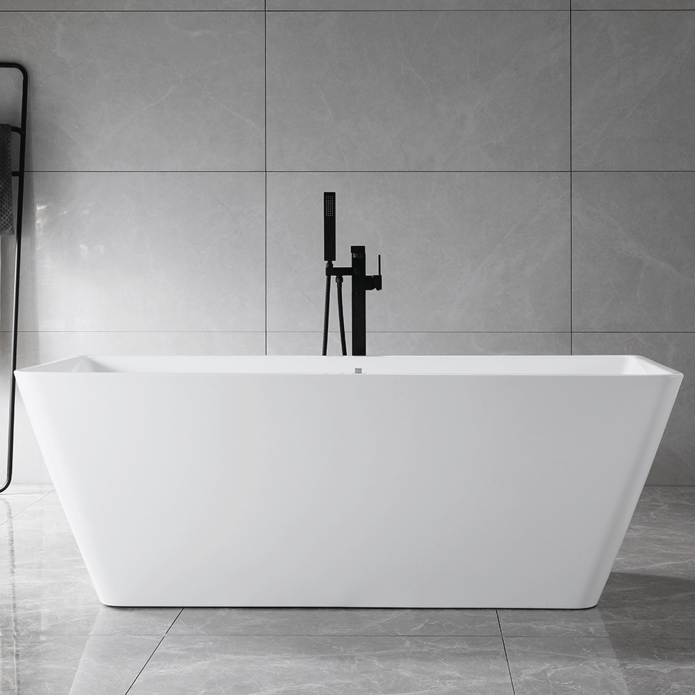 “SanSiro Trigoso67CAJ” 67 x 31 inch Center Drain Variable Speed “Heated Air Jetted” Freestanding Acrylic Bathtub