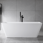 “SanSiro Trigoso67CAJ” 67 x 31 inch Center Drain Variable Speed “Heated Air Jetted” Freestanding Acrylic Bathtub