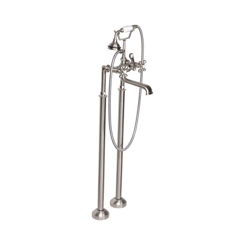 “Victoriana Freestanding British Telephone Style Tub Faucet” in Brushed Nickel
