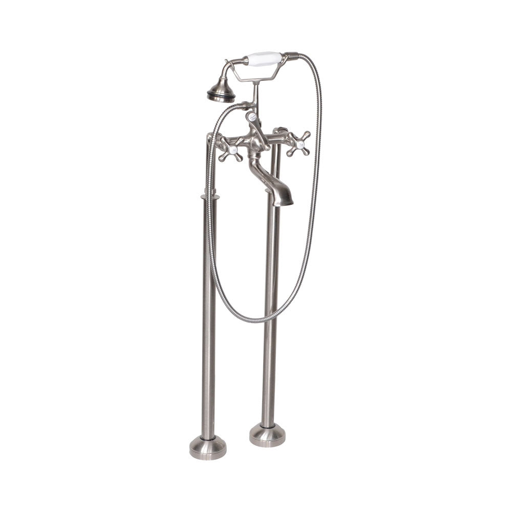 “Victoriana Freestanding British Telephone Style Tub Faucet” in Brushed Nickel