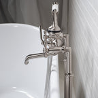 “Victoriana Freestanding British Telephone Style Tub Faucet” in Brushed Nickel