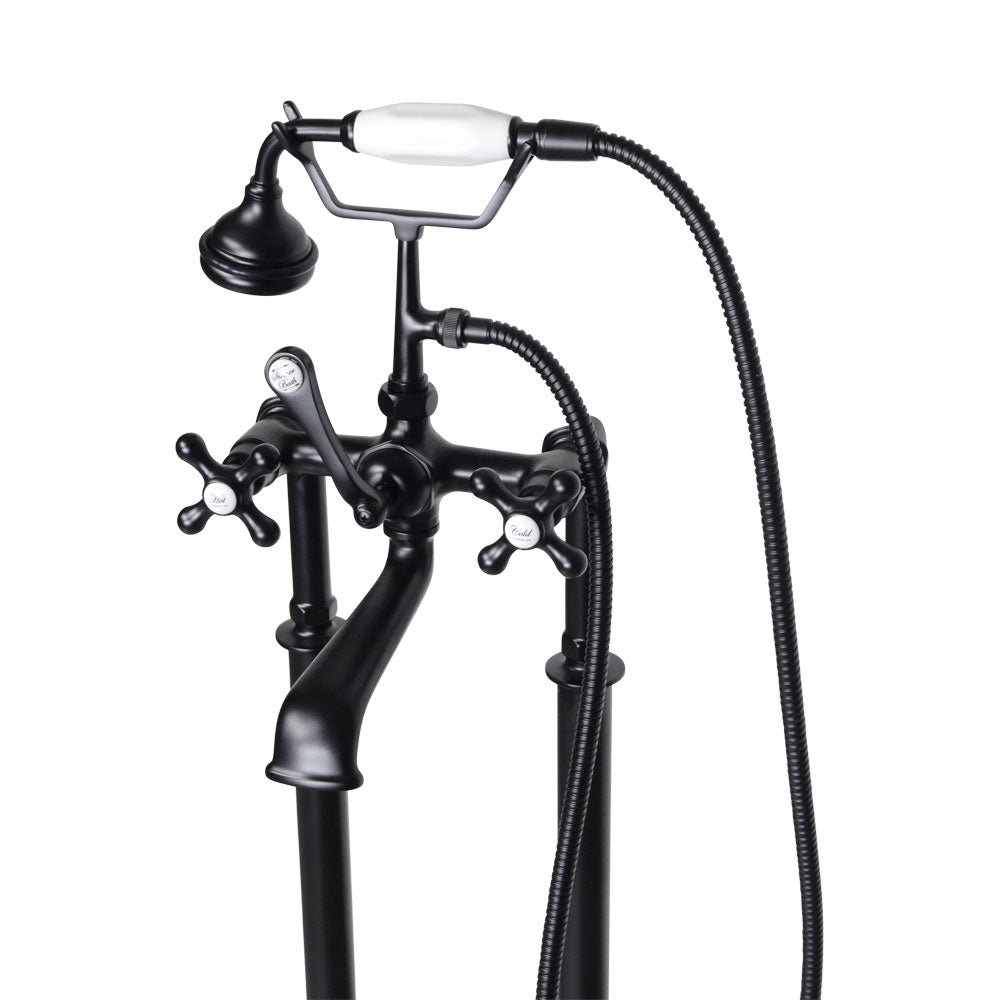 “Victoriana Freestanding British Telephone Style Tub Faucet” in Matte Black