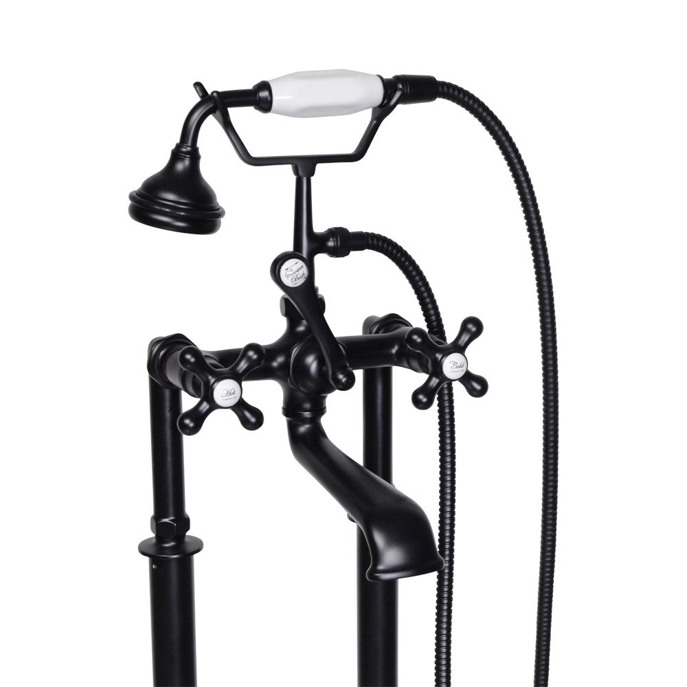 “Victoriana Freestanding British Telephone Style Tub Faucet” in Matte Black