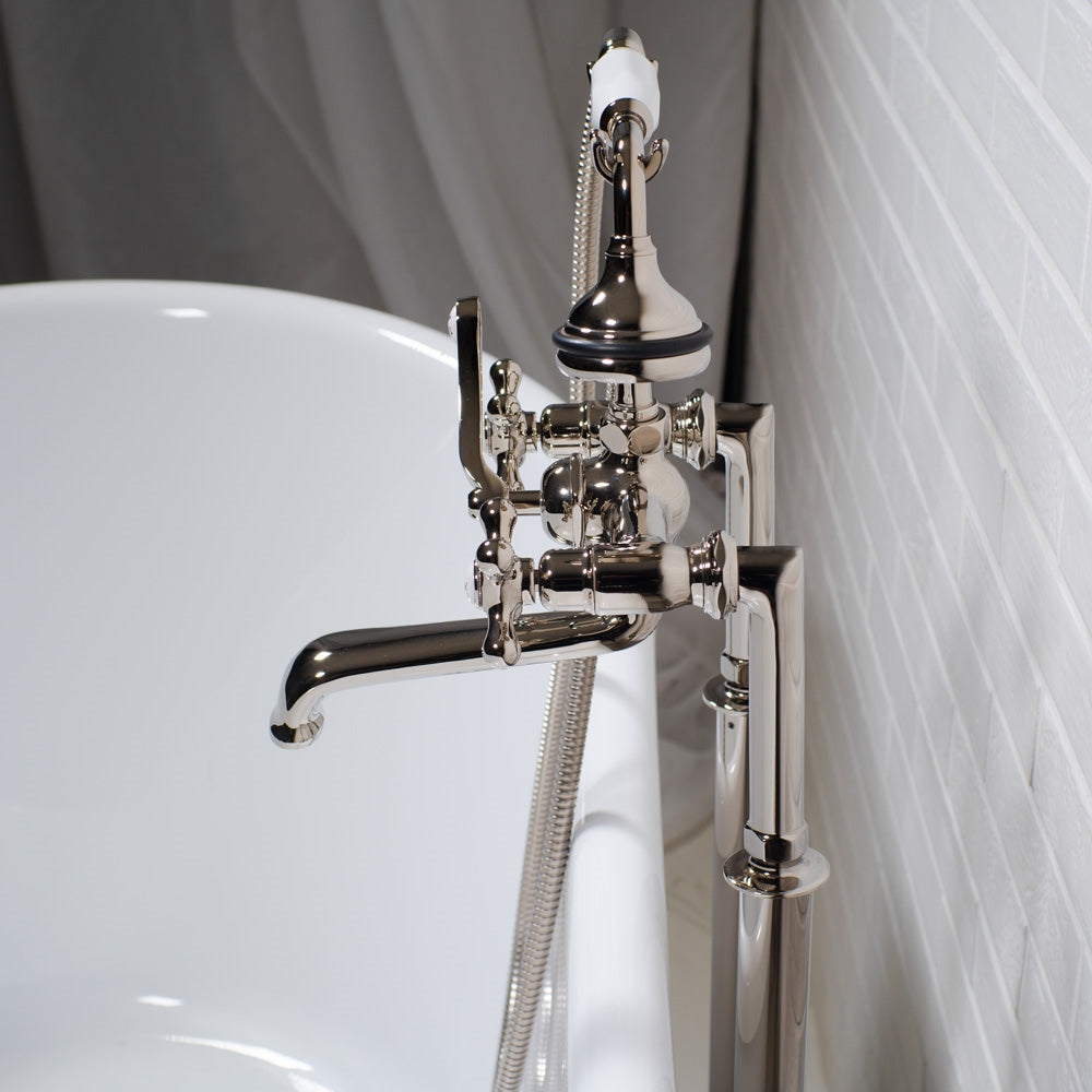 “Victoriana Freestanding British Telephone Style Tub Faucet” in Polished Nickel
