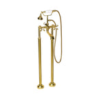 “Victoriana Freestanding British Telephone Style Tub Faucet” in Brushed Brass