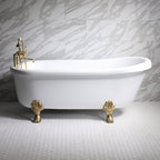 “SanSiro SS67A” 67 Inch “Variable Speed Warmed Air Jetted” Single Slipper Acrylic Clawfoot Tub Package