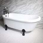 “SanSiro SS67A” 67 Inch “Variable Speed Warmed Air Jetted” Single Slipper Acrylic Clawfoot Tub Package