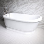 “SanSiro SS67PDA” 67 Inch “Variable Speed Warmed Air Jetted” Single Slipper Acrylic Pedestal Tub Package
