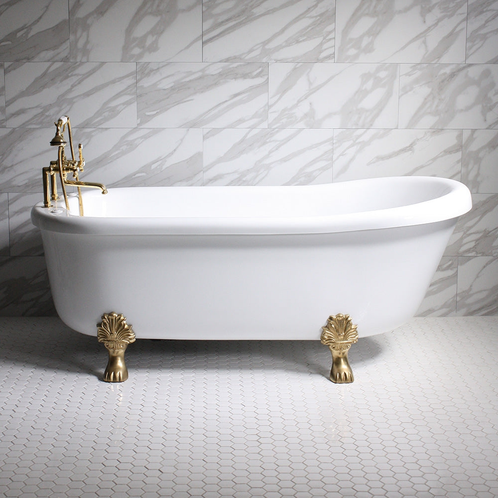 “SanSiro SS67W” 67 Inch “Water Jetted” Single Slipper Clawfoot Tub Package
