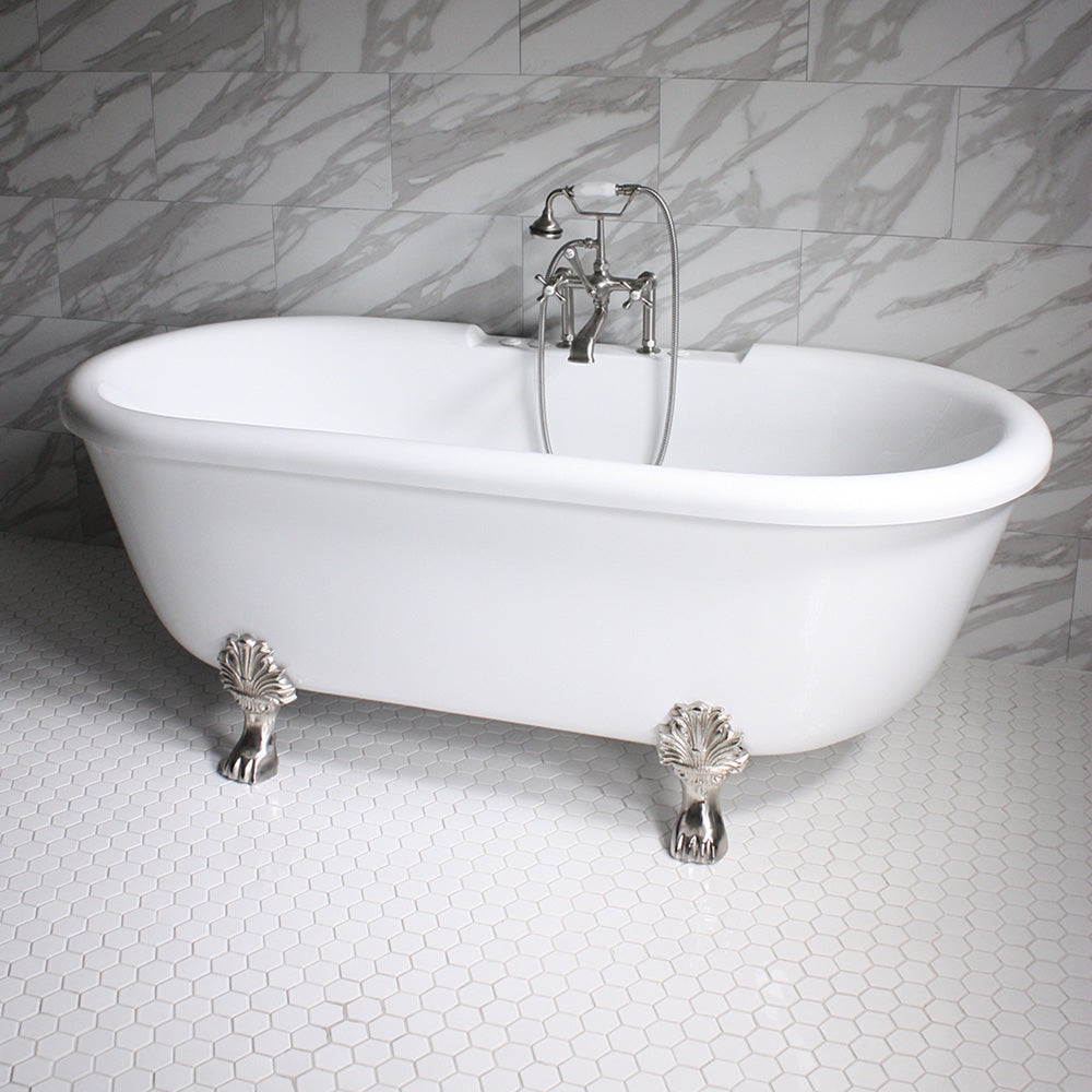 “SanSiro SS69W” 69 Inch “Water Jetted” Double Ended Clawfoot Tub Package