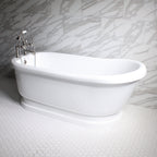 “SanSiro SS73PDA” 73 Inch “Variable Speed Warmed Air Jetted” Acrylic Single Slipper Pedestal Tub Package