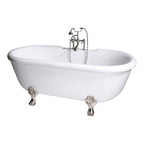 “SanSiro SS75A” 75 Inch “Variable Speed Warmed Air Jetted” Double  Ended Acrylic Clawfoot Tub Package