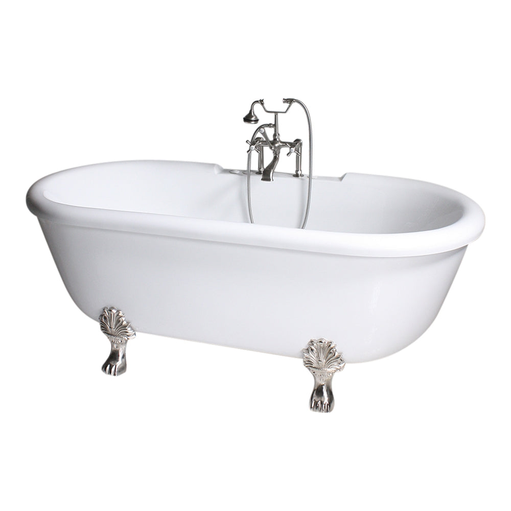 “SanSiro SS75A” 75 Inch “Variable Speed Warmed Air Jetted” Double  Ended Acrylic Clawfoot Tub Package