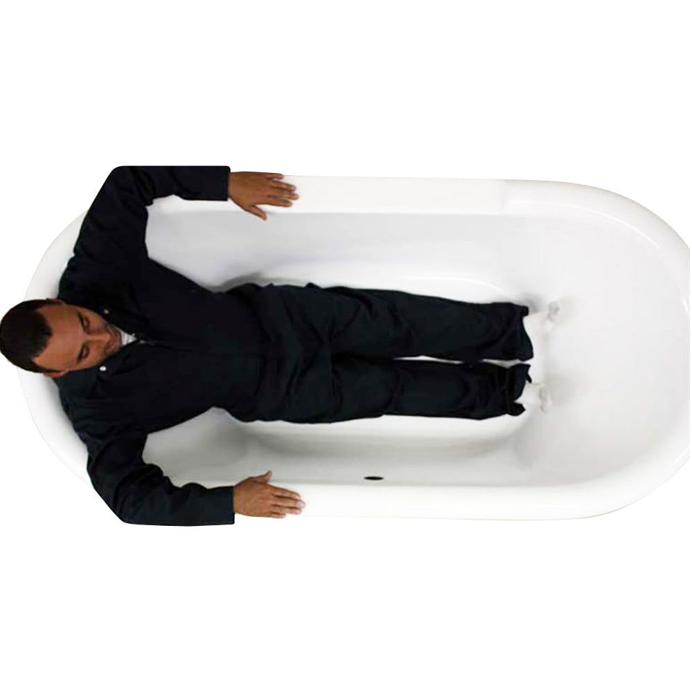 “SanSiro SS75A” 75 Inch “Variable Speed Warmed Air Jetted” Double  Ended Acrylic Clawfoot Tub Package