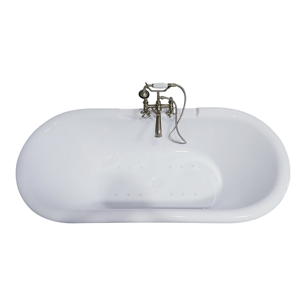 “SanSiro SS75PDA” 75 Inch “Variable Speed Warmed Air Jetted” Double Ended Acrylic Pedestal Tub Package