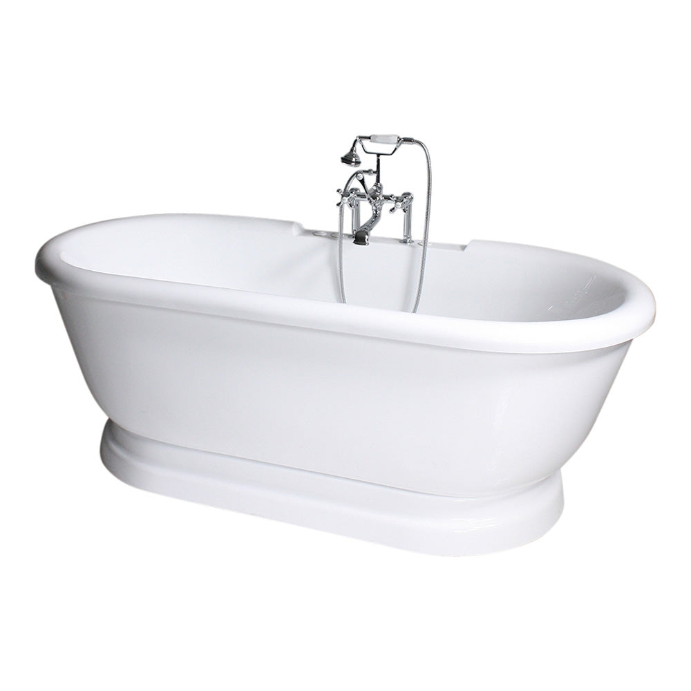 “SanSiro SS69PDA” 69 Inch “Variable Speed Warmed Air Jetted” Double Ended Acrylic Pedestal Tub Package