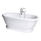 “SanSiro SS69PDA” 69 Inch “Variable Speed Warmed Air Jetted” Double Ended Acrylic Pedestal Tub Package