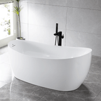 “SanSiro Spa-Soaker Antium67EWH” 67 x 32 inch End Drain Acrylic Freestanding Tub with Water Heater