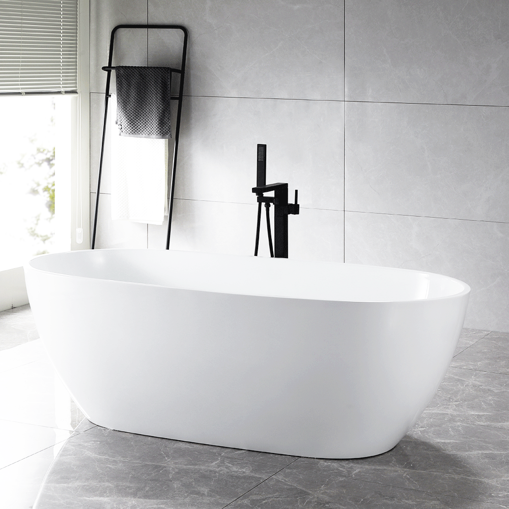“SanSiro Aquino63C” 63 x 32 inch “Foam Insulated Cavity Walls” Acrylic Freestanding Bathtub