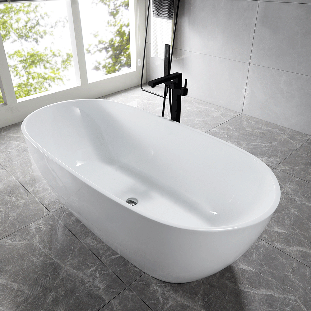 “SanSiro Aquino63C” 63 x 32 inch “Foam Insulated Cavity Walls” Acrylic Freestanding Bathtub