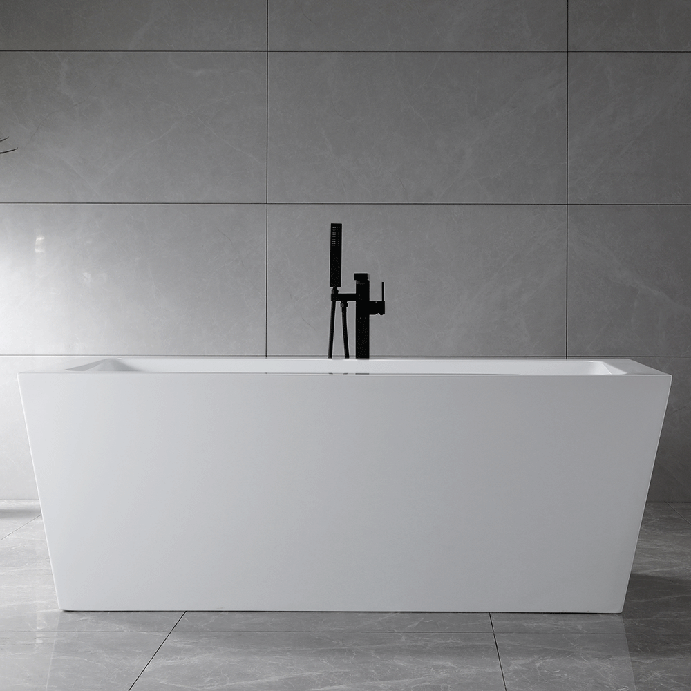 “SanSiro Spa-Soaker Asti59CWH” 59 x 34 inch Center Drain Acrylic Freestanding Tub with Water Heater
