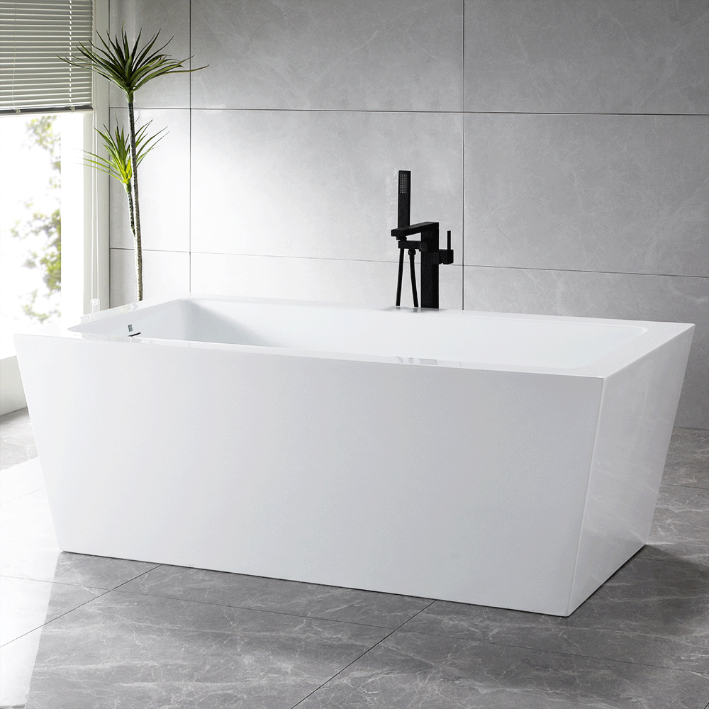 “SanSiro Asti67E” 67 x 34 inch “Foam Insulated Cavity Walls” Acrylic Freestanding Bathtub