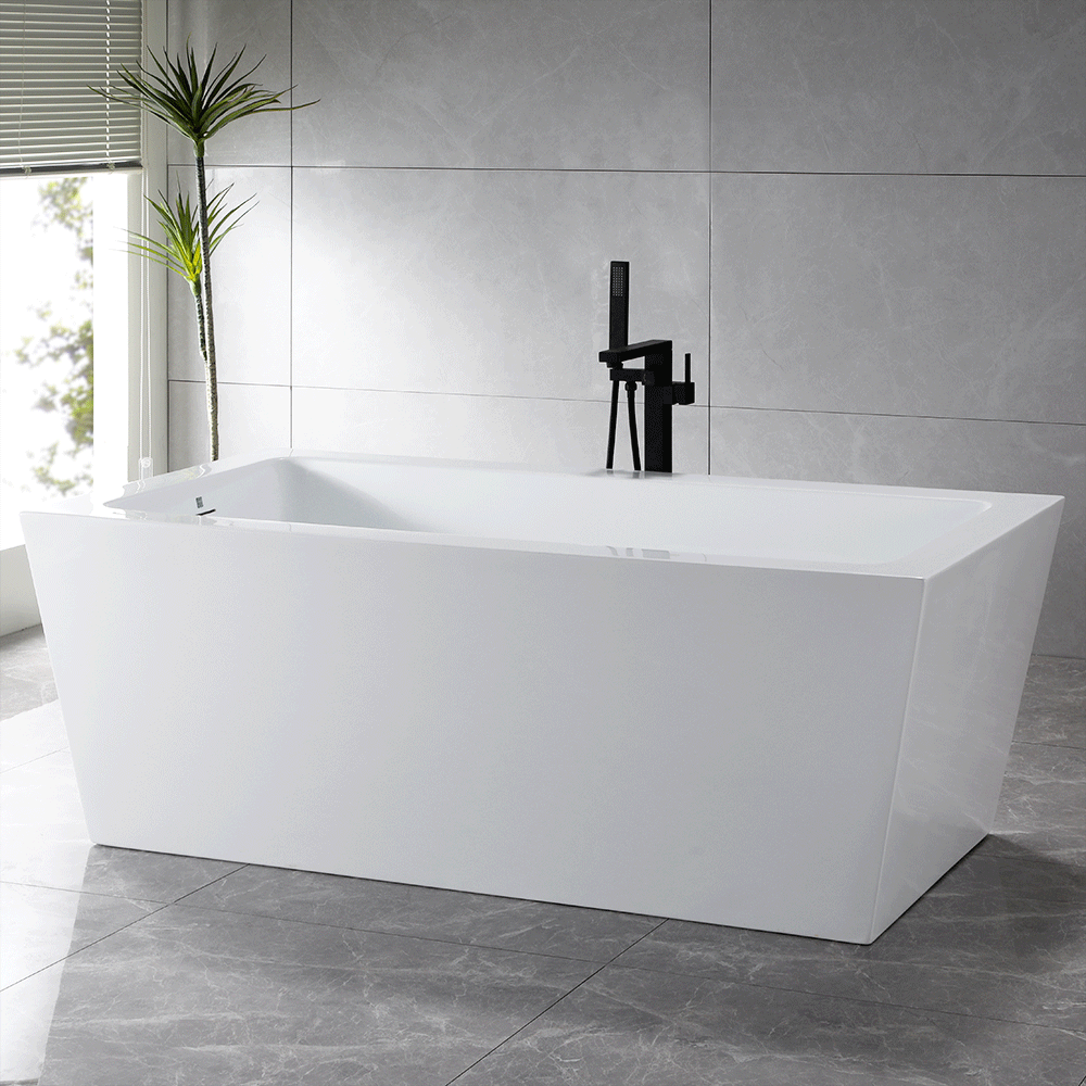 “SanSiro Asti67E” 67 x 34 inch “Foam Insulated Cavity Walls” Acrylic Freestanding Bathtub