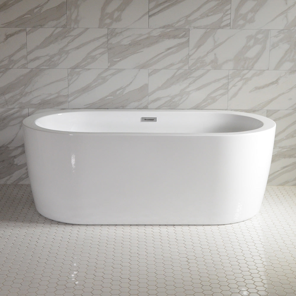 “SanSiro Augusta59C” 59 x 34 inch “Foam Insulated Cavity Walls” Acrylic Freestanding Bathtub