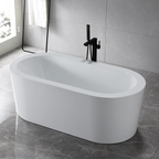 “SanSiro Spa-Soaker Augusta59CWH” 59 x 34 inch Center Drain Acrylic Freestanding Tub with Water Heater