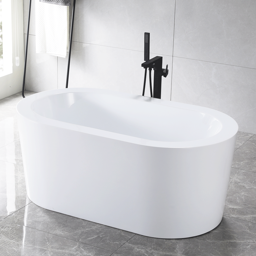 “SanSiro Augusta59E” 59 x 34 inch “Foam Insulated Cavity Walls” Acrylic Freestanding Bathtub