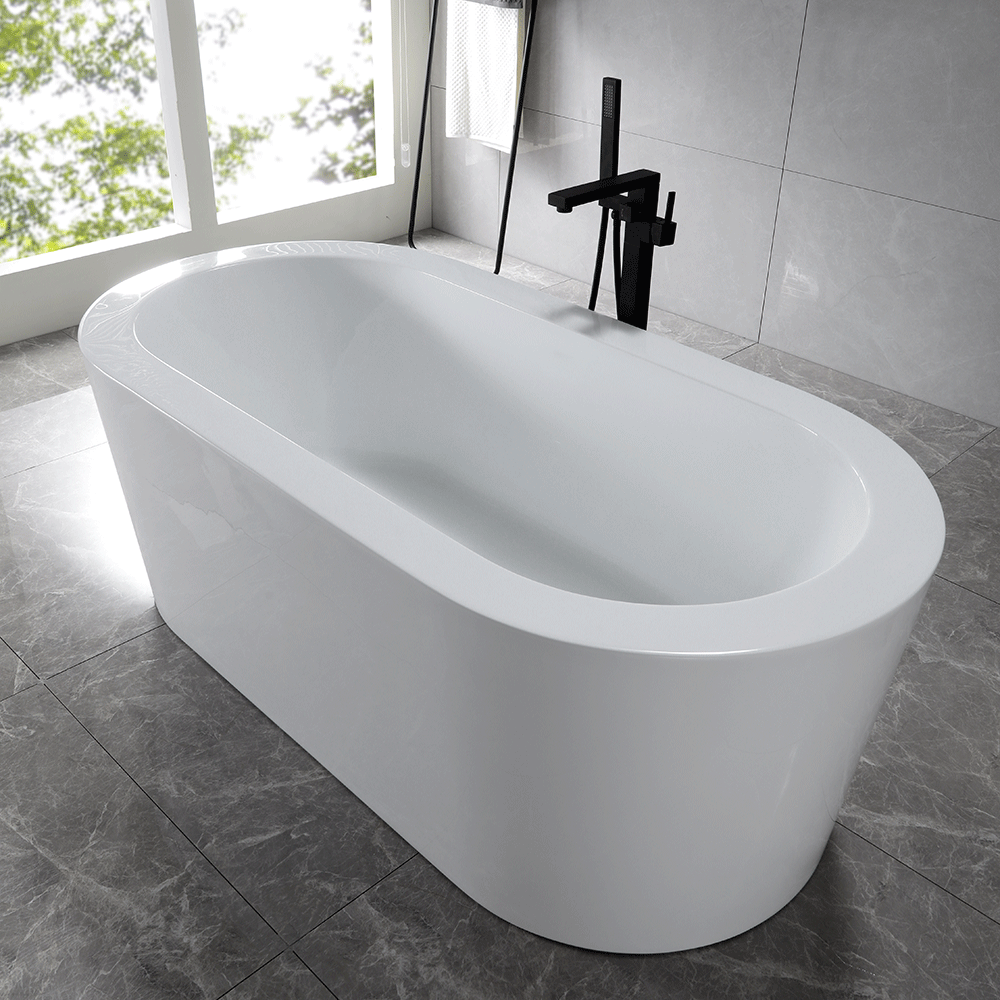 “SanSiro Augusta67C” 67 x 34 inch “Foam Insulated Cavity Walls” Acrylic Freestanding Bathtub