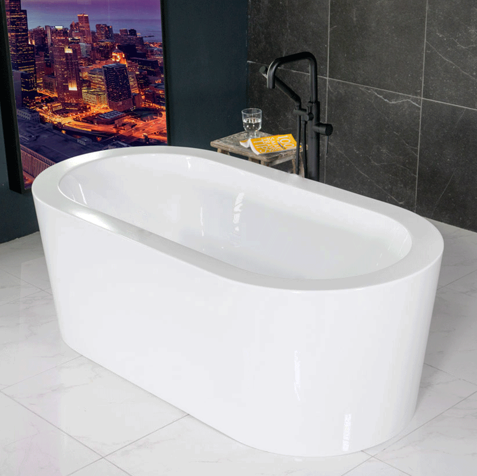 “SanSiro Augusta67C-AirSpa” with “Heated Air plus Water Heater” and Ozone Sanitizing 67" x 34" Center Drain Acrylic Freestanding Bathtub