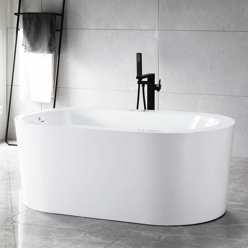 “SanSiro Augusta67E” 67 x 34 inch “Foam Insulated Cavity Walls” Acrylic Freestanding Bathtub