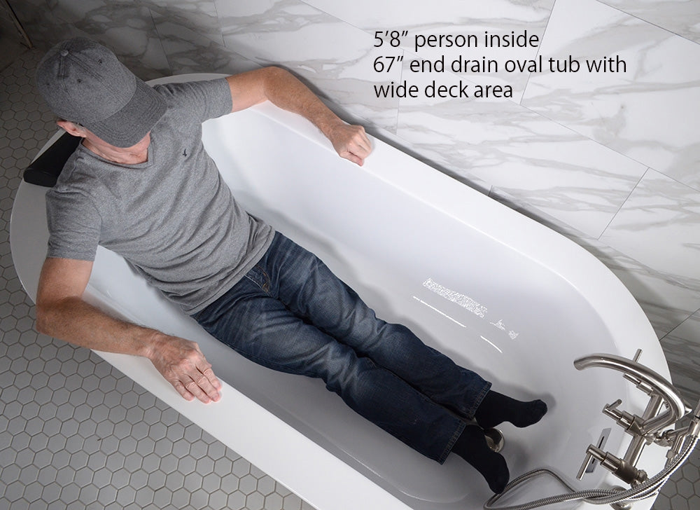 “SanSiro Augusta67E” 67 x 34 inch “Foam Insulated Cavity Walls” Acrylic Freestanding Bathtub