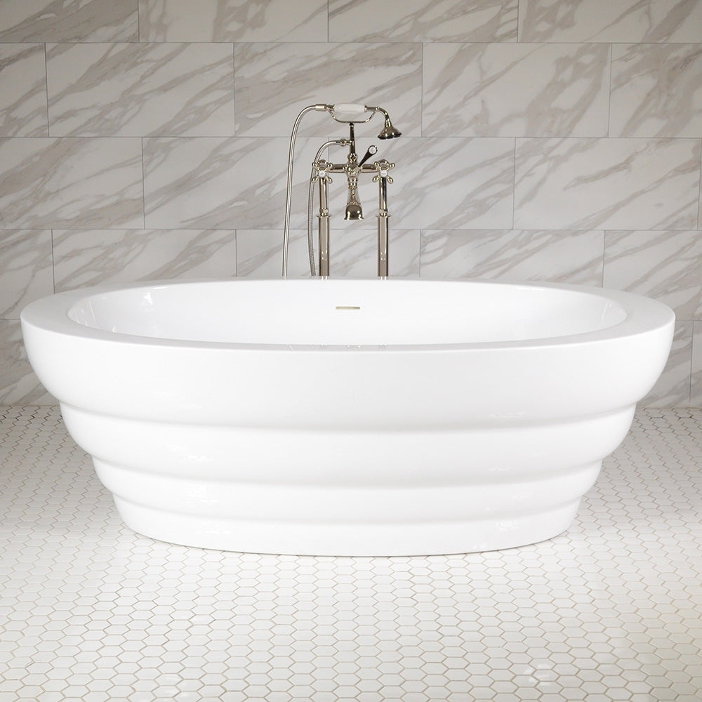 “SanSiro Cosmos67C” 67 x 36 inch “Foam Insulated Cavity Walls” Acrylic Freestanding Bathtub