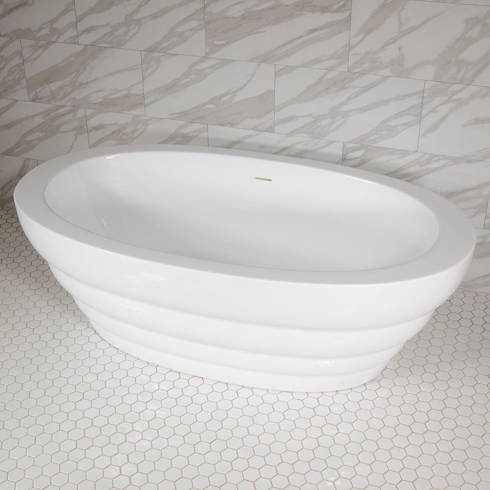 “SanSiro Cosmos67C” 67 x 36 inch “Foam Insulated Cavity Walls” Acrylic Freestanding Bathtub