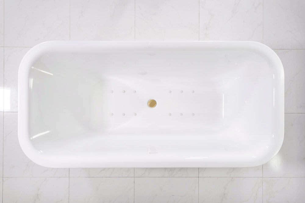 “SanSiro Non-Jetted Water Heated Eclipse-SM73WHC” Center Drain Acrylic Freestanding Soaker Tub