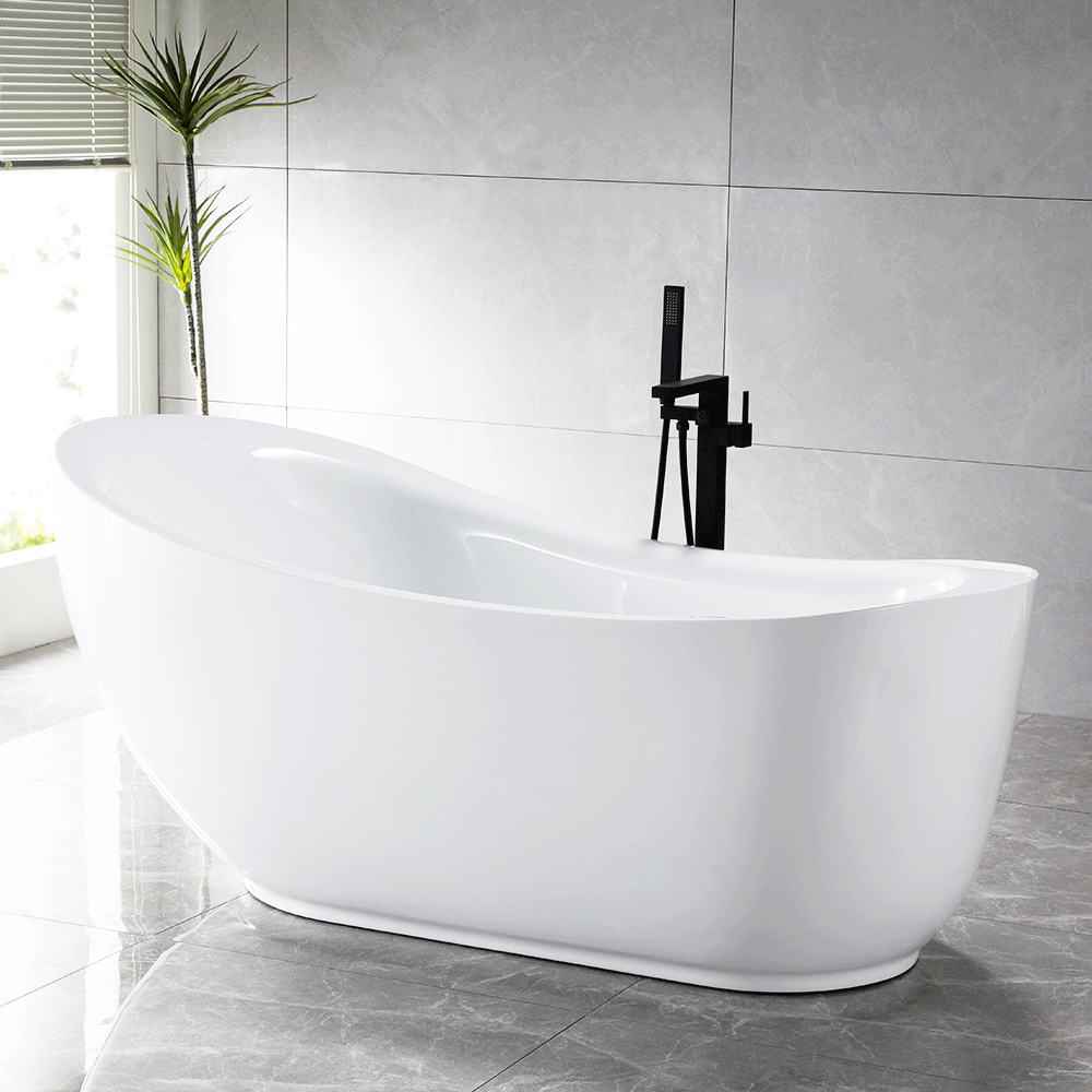 “SanSiro Feronia71E” 71 x 35 inch “Foam Insulated Cavity Walls” Acrylic Freestanding Bathtub