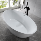“SanSiro Lorium65C” 65x 36 inch Center Drain Gloss White Acrylic Freestanding Soaker Bathtub and Drain