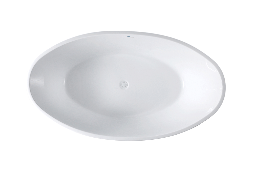 “SanSiro Lorium65C” 65x 36 inch Center Drain Gloss White Acrylic Freestanding Soaker Bathtub and Drain