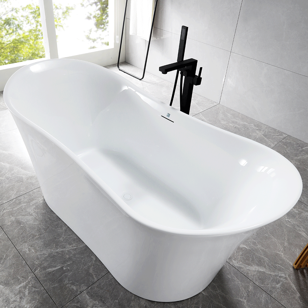 “SanSiro Luca67C” 67 x 31 inch “Foam Insulated Cavity Walls” Acrylic Freestanding Bathtub